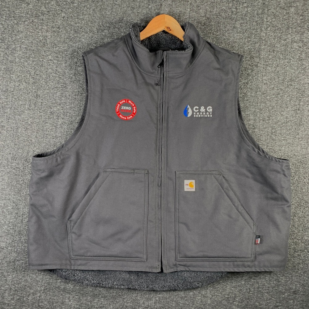 Carhartt FR Vest Men 3XL CAT3 Wool Lined Gray Relaxed Fit Mechanic Utility Gas